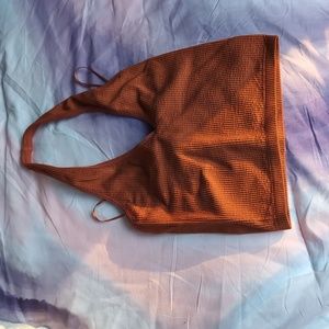 glassons rust halter neck ribbed crop top